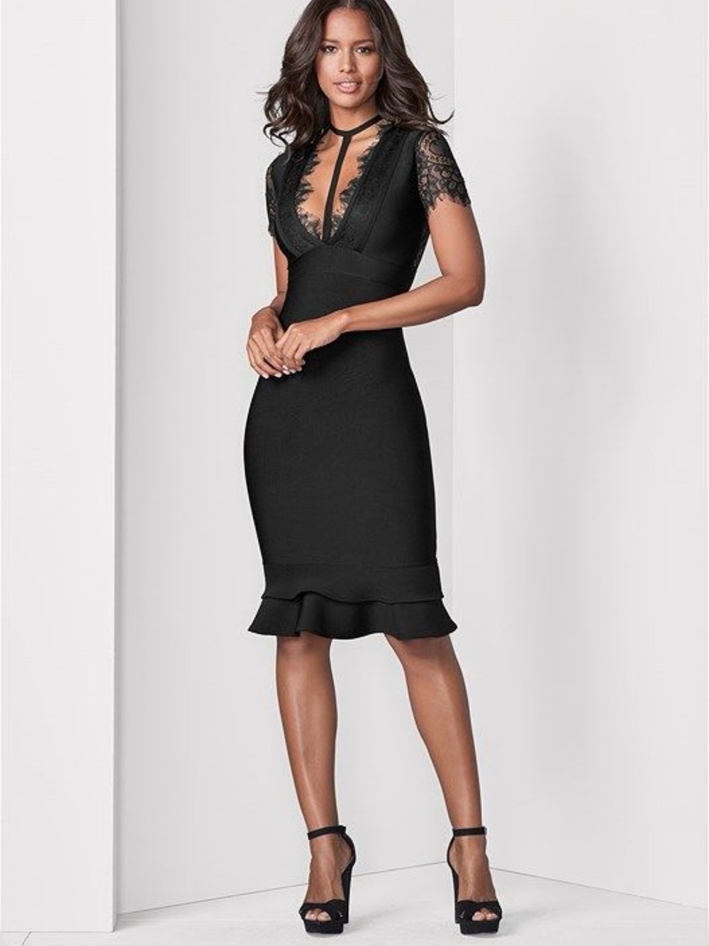 Venus Black lace bandage dress Sz S